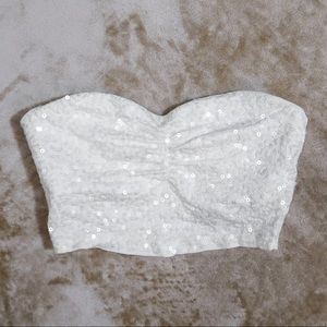 Express white sequin crop top bra bralette